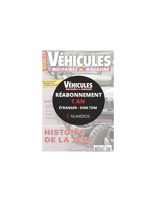 Reabonnement VEHICULES MILITAIRES Etranger 1 an