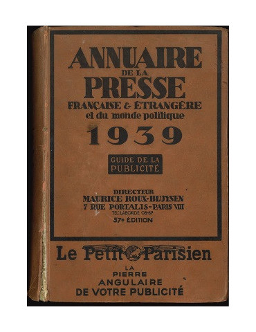 ANNUAIRE DE LA PRESSE FRANCAISE ET ETRANGERE 1939