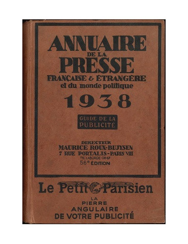 ANNUAIRE DE LA PRESSE FRANCAISE ET ETRANGERE 1938