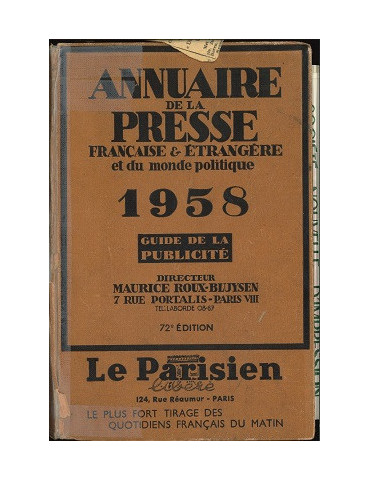 ANNUAIRE DE LA PRESSE FRANCAISE ET ETRANGERE 1958
