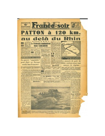 FRANCE-SOIR - LOT DE 4 JOURNAUX - JANVIER, FEVRIER, MARS 1945