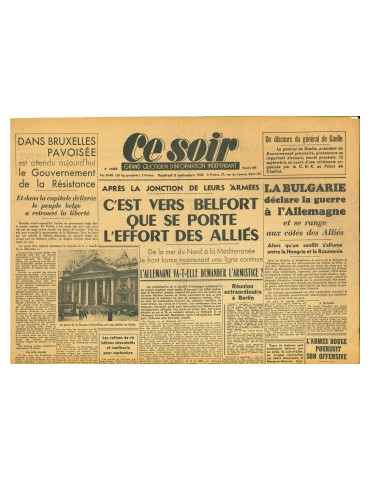 CE SOIR - LOT DE 2 JOURNAUX - 8 SEPTEMBRE 1944 + 16 SEPTEMBRE 1944