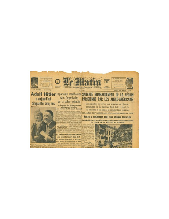 LE MATIN - JOURNAL DU 20 AVRIL 1944