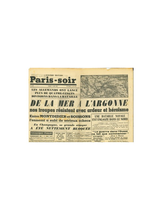 PARIS-SOIR - JOURNAL DU MARDI 11 JUIN 1940