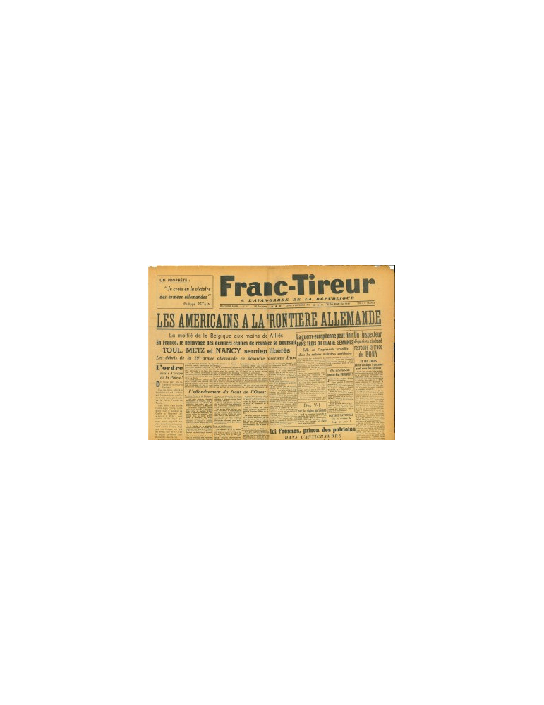 FRANC-TIREUR - JOURNAL DU 4 SEPTEMBRE 1944 FRANC-TIREUR - JOURNAL DU 4 SEPTEMBRE 1944