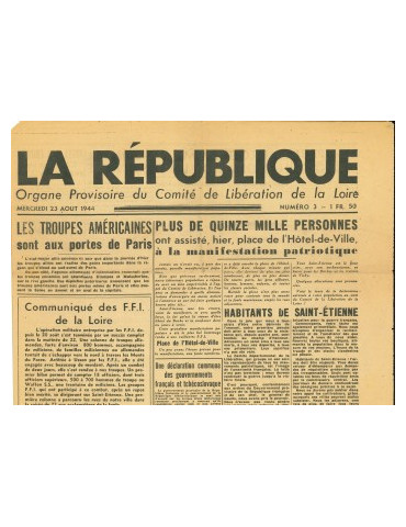 LA REPUBLIQUE - JOURNAL DU MERCREDI 23 AOUT 1944