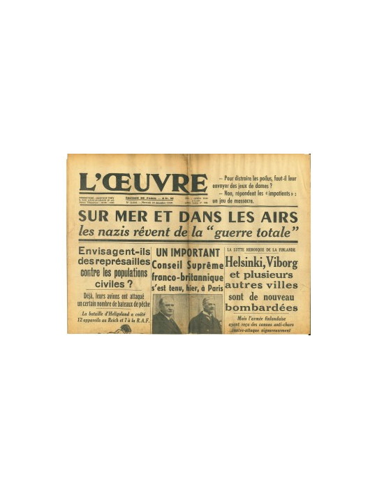 LÔOEUVRE - JOURNAL DU MERCREDI 20 DECEMBRE 1939