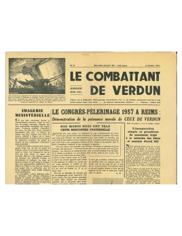 LE COMBATTANT DE VERDUN - JOURNAL DE MAI JUIN JUILLET 1957