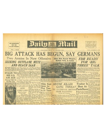 DAILY MAIL - EDITION CONTINENTAL (POUR LES TROUPES ALLIES) - LOT DE 9 JOURNAUX - 1944