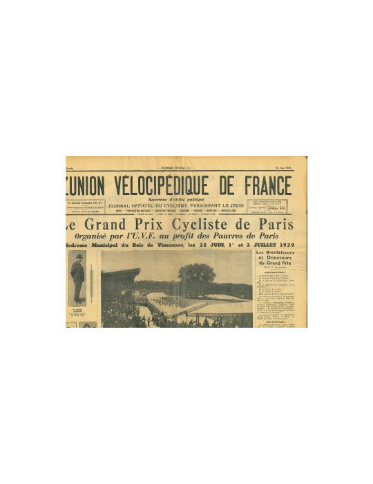 LÔUNION VELOCIPEDIQUE - JOURNAL DU 25 JUIN 1939