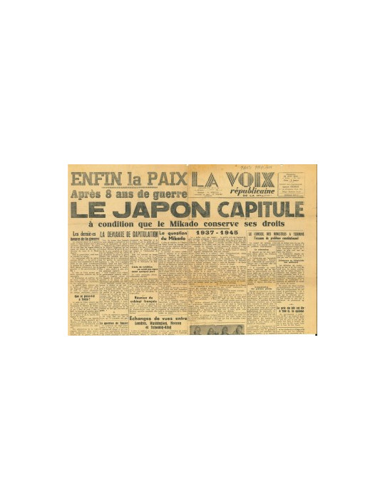 LA VOIX REPUBLICAINE DE LA HAUTE LOIRE - JOURNAL DU 12 AOUT 1945