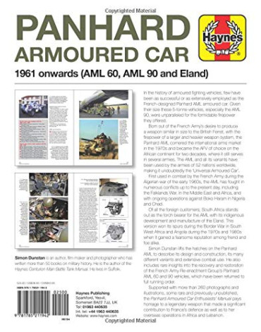 PANHARD ARMOURED CAR - 1961 onwards (AML 60, AML 90 and Eland) ENTHUSIASTS' MANUAL