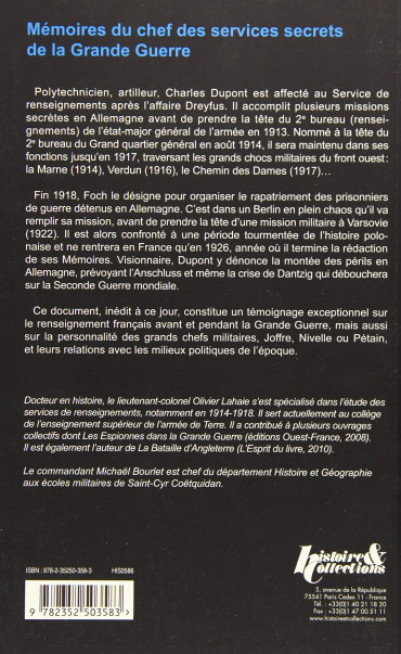Mémoires du chef des services secrets de la Grande-Guerre
