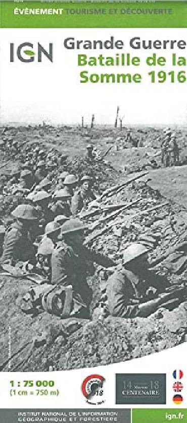 CARTE IGN BATAILLE DE LA SOMME 1916