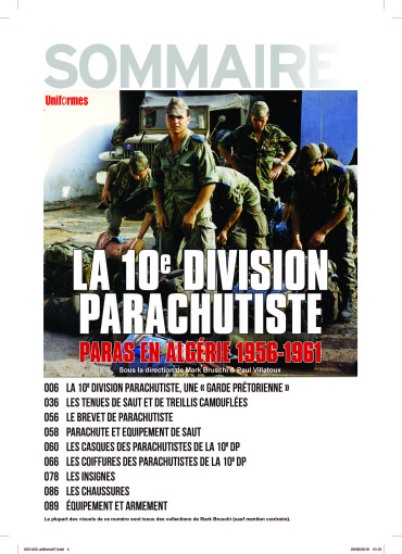 HS UNIFORMES THEMATIQUE N°7 - LA 10eme DIVISION PARACHUTISTE - PARAS EN ALGERIE 1956-1961
