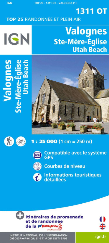 CARTE IGN VALOGNES - UTAH BEACH - SAINTE-MERE EGLISE