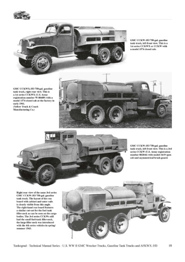 US WW II GMC CCKW 2 1/2 6X6 WRECKER TRUCKS & GASOLINE TANK TRUCKS & GMC AFKWX-353 COE TRUCK  Tankograd TM N°6027