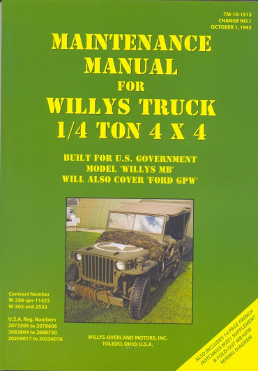 MAINTENANCE MANUAL FOR WILLYS TRUCK 1/4 TON 4x4 TM-10-1513
