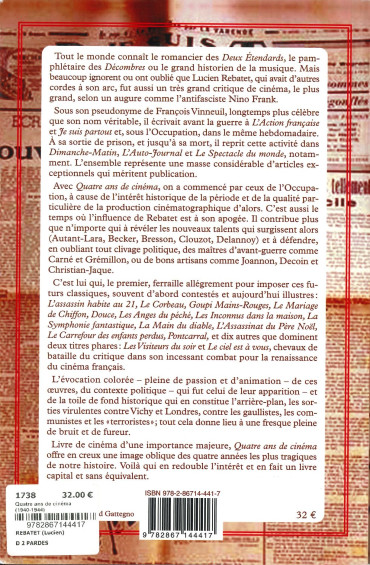 Quatre ans de cinéma 1940-1944 par LUCIEN REBATET