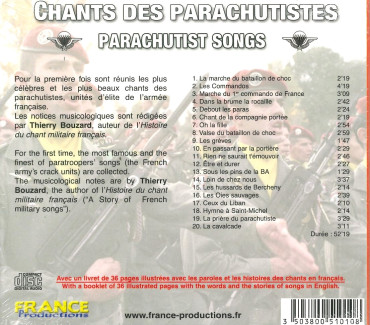 CHANTS DES PARACHUTISTES - CD MUSICAL