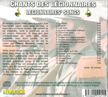 CHANTS DES LÉGIONNAIRES - CD MUSICAL