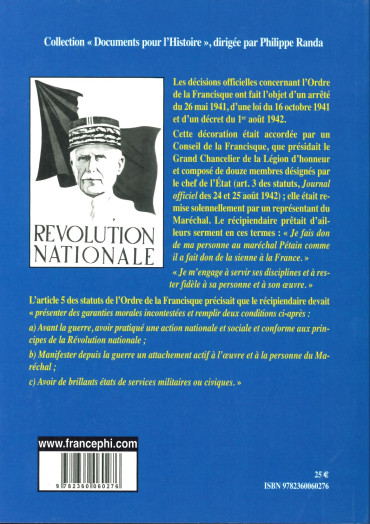 L'ORDRE DE LA FRANCISQUE ET LA REVOLUTION NATIONALE