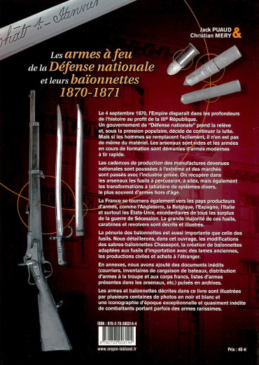 Les armes à feu de la Défense Nationale et leurs baionnettes 1870-1871