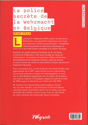 La police secrète de la Wehrmacht en Belgique 1940-1945