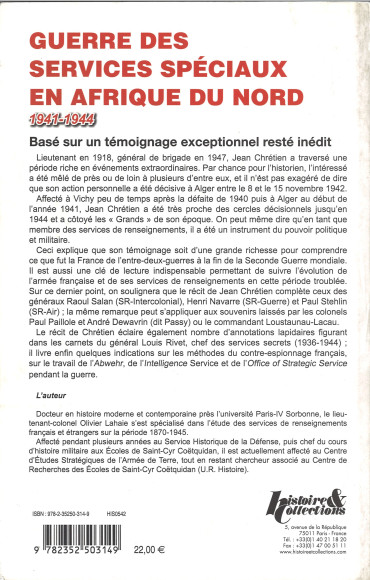 GUERRE DES SERVICES SPECIAUX EN AFRIQUE DU NORD 1941 1944