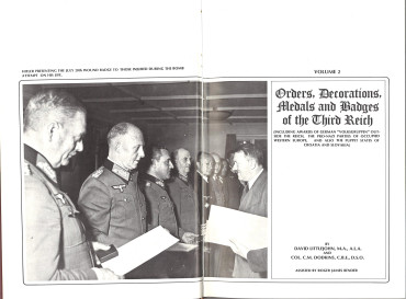 ORDERS, DECORATIONS, MEDALS AND BADGES OF THE THIRD REICH VOLUME 2 "ÉTAT OCCASION"