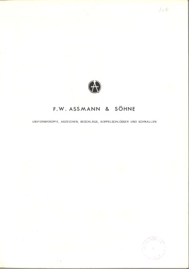 CATALOGUE F.W. ASSMANN & SÖHNE INSIGNES