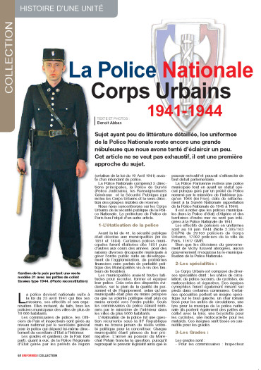 La Police Nationale Corps Urbain 1941-1944 - Uniformes N°265 numérique