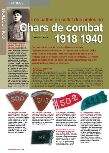 Les pattes de collet des unités de chars de combat 1918 1940 - Uniformes n° 266 numérique