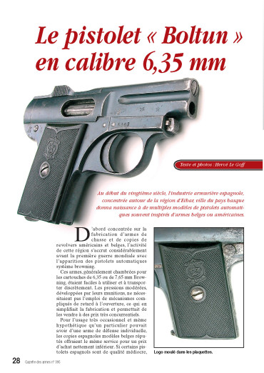 Le pistolet Boltum - Gazette des Armes 395
