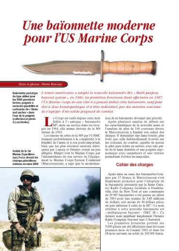 La baïonnette moderne US Marine Corps - GDA 396 numérique