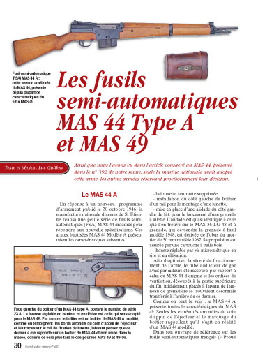 Les fusils semi-automatiques MAS 44 type A et MAS 49 - GDA 400 version numérique
