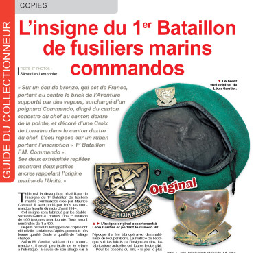L'insigne du 1er bataillon fusiliers marins commandos - Uniformes N°272 numérique