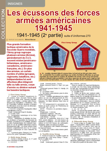 Les écussons des forces armées américaines 1941-45 (part.2) - Uniformes n° 273 numérique