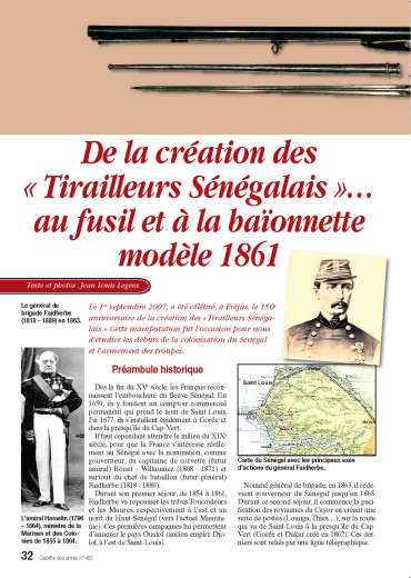 De la création des tirailleurs sénégalais au fusil et baïonnette 1861- Gazette des Armes N°402 numérique