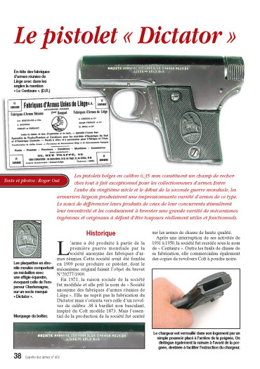 Le pistolet Dictator - Gazette des Armes n°402 numérique
